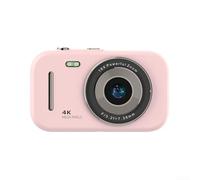 Besshepplo Appareil photo numérique 4K 48 MP avec écran IPS de 2,8 pouces et zoom numérique 16x, flash intégré de type C, batterie rechargeable compacte et portable (rose)