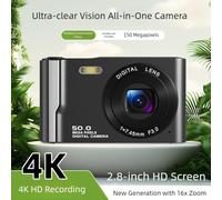 Besshepplo Appareil photo numérique 4K avec résolution 50 MP Zoom 16x électronique anti-secousses Écran LCD 2,8" Flash intégré pour photographie de nuit et faible luminosité (Blanc)