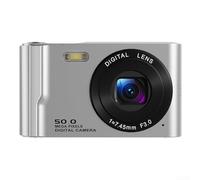 Besshepplo Appareil photo numérique 4K avec résolution 50 MP Zoom 16x électronique anti-secousses, écran LCD 2,8", flash intégré, pour photographie de nuit et faible luminosité (argent)