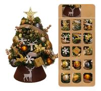 Besshepplo Christmas Tree Ornaments Tabletop Mini Christmas Tree 45cm 60cm PVC with Lights and Ornament Set for Festive Holiday Decoration in Home Office Or Hotel (45 Cm)