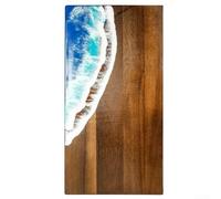 Besshepplo Creative Wave Planche à découper en bois d'acacia et résine avec base antidérapante pour cuisine steak pain fromage Bleu 45 x 23 x 1,5 cm