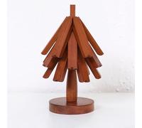 Besshepplo Dessous de plat et dessous de verre en bois en forme d'arbre résistant à la chaleur pour plats chauds, casseroles et poêles, protections de table décoratives pour cuisine, gain de place