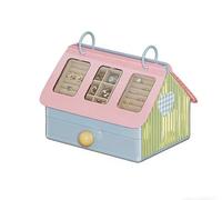 Besshepplo Élégante boîte à bijoux en velours avec compartiments de tiroir et fenêtre transparente pour boucles d'oreilles, colliers, bracelets, blanc crème (bleu)