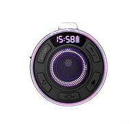 Besshepplo Enceinte de douche étanche IPX7 avec son surround à 360°, spectacle de lumière RVB et radio FM, ventouse amovible pour salle de bain, piscine, voyage, utilisation en plein air 5.1 sans fil
