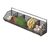 Besshepplo Étagère à épices murale multi-couches avec grille ventilée pour oignon, ail, assaisonnement, sans perçage, étagère en fer, solution d'économie d'espace - Blanc