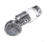 Besshepplo Lanterne solaire de camping avec ventilateur intégré et chargeur solaire USB, lumière LED pour randonnée et voyage avec haut-parleur portable Argenté