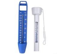 Besshepplo Lot de 2 thermomètres de piscine flottants longs bleus et blancs compacts pour piscine, spa, cour, jardin, surveillance précise