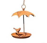 Besshepplo Mangeoire à oiseaux rustique en métal couleur rouille à fixation murale résistante aux intempéries avec crochet de suspension pour observer les oiseaux sauvages facile à nettoyer