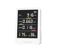Besshepplo Moniteur de qualité de l'air intérieur 5 en 1 Détecteur de dioxyde de carbone formaldéhyde TVOC avec affichage de la température et de l'humidité Rechargeable par USB pour la maison, le