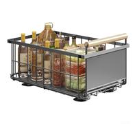 Besshepplo Panier de rangement pliable coulissant pour cuisine, sous évier, étagère en fer, rail coulissant lisse pour ustensiles, collations, petits articles, tiroir d'armoire, 66 x 99,5 x 28 cm