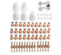 Besshepplo PT31 Kit de 61 consommables de découpe plasma avec guide à rouleau pour lampe torche CUT-40 CUT-45 Buses électrodes Anneaux tourbillons Tasses en faïence