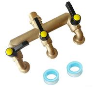 Besshepplo Robinet de jardin à 3 voies en laiton avec entrée NPT et sortie GHT Construction robuste pour tuyau d'arrosage Dispositifs d'irrigation goutte à goutte Arroseurs de pelouse Doré (3/4 x 3/4
