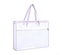 Besshepplo Sac de rangement pour projets de couture avec poignée en maille PVC transparente à fermeture éclair pour articles de tissu, outils, motifs, fournitures artisanales, bleu (violet)