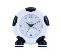 Besshepplo Silent Football Shaped Alarm Clock for Kids Featuring Dual Alarm Settings and Fun Up Tunes, Battery Operated for Convenience (White)