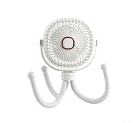 Besshepplo Ventilateur de poussette portable 8000 mAh avec rotation à 360 degrés, lumière LED, tête amovible et 4 options de vitesse pour une utilisation (blanc)