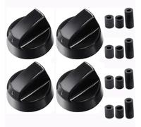 Bessy shop Adaptateur Cuisinière à gaz,Boutons de Commande Universels pour Four Cuisinière Plaque de Cuisson,4 Boutons Noirs + 12 Adaptateurs (6 mm),Compatible Camping-Car et Four Pizza