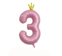 Bessy shop Ballon Chiffre 3 40 Pouces Gonflable Ballon Numéro 3 en Rose avec Couronne pour Anniversaire & Mariage Décoration Hélium Ballons Géants Ballon Age 3 Ans Décoration Fête Enfant Adulte