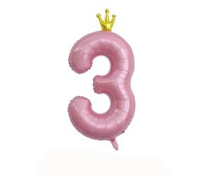 Bessy shop Ballon Chiffre 3 40 Pouces Gonflable Ballon Numéro 3 en Rose avec Couronne pour Anniversaire & Mariage Décoration Hélium Ballons Géants Ballon Age 3 Ans Décoration Fête Enfant Adulte