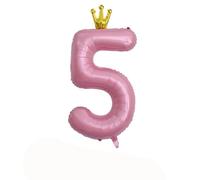 Bessy shop Ballon Chiffre 5,40 Pouces Gonflable Ballon Numéro 5 en Rose avec Couronne pour Anniversaire & Mariage Décoration Hélium Ballons Géants Ballon Age 5 Ans Décoration Fête Enfant Adulte