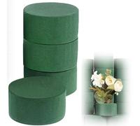 Bessy shop Blocs de Mousse Florale Ronde Verte,4 PCS Cylindre en Mousse Florale Florale,pour Arrangements Floraux,Fleurs Fraîches et Artificielles,Eponge Florale pour Artisanat(10x4 cm)