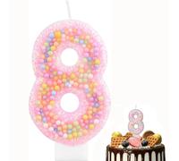Bessy shop Bougie Anniversaire 8 Ans,Bougie Chiffre 3D,Multicolore Bougies d'anniversaire,Couleur Bonbon Bougie de Décoration Gâteau,Décoration de Gâteau pour Fête d'enfant