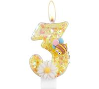 Bessy shop Bougies d'anniversaire en Forme de Fleur,Bougies d'anniversaire Numéro 3,Forme d'abeille Créative,Ajoute De L'Atmosphère, Adaptée Aux Fêtes d'anniversaire Et Aux Célébrations