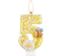 Bessy shop Bougies d'anniversaire en Forme de Fleur,Bougies d'anniversaire Numéro 5,Forme d'abeille Créative,Ajoute De L'Atmosphère, Adaptée Aux Fêtes d'anniversaire Et Aux Célébrations