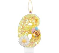 Bessy shop Bougies d'anniversaire en Forme de Fleur,Bougies d'anniversaire Numéro 6,Forme d'abeille Créative,Ajoute De L'Atmosphère, Adaptée Aux Fêtes d'anniversaire Et Aux Célébrations