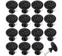 Bessy shop Boutons de Meubles Noirs Vintage,16 Pièces Ronde Boutonsde Tiroir Meuble,Poignee de Meuble,Boutons de Portes pour Placards avec Vis Poignet,pour Armoire,Tiroir,Commode,Porte
