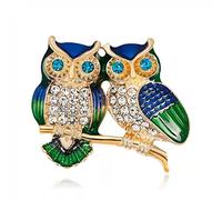 Bessy shop Broche,Broche de Hibou Forme d'animal Cristal Broches Mode Hibou Strass Alliage Vintage élégant Broches pour Femmes Filles Cadeau d'anniversaire Fournitures de Fête de Mariage