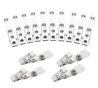 Bessy shop Clips de Badge en métal de 20 pièces, Clips de Badge en métal avec Sangles en PVC Transparent pour Cartes d'identité et Porte-Badges, étiquettes de nom, Badges de Travail