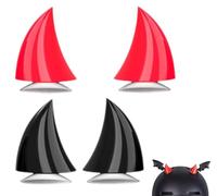 Bessy shop Cornes de Casque de Moto,4pcs Morceaux de Cornes de Cas de Moto Décoration d'angle,Corne de Diable avec Aspiration pour Enfants,Adultes Accessoires ornementaux de Moto Adulte (Noir, Rouge)
