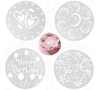 Bessy shop Pochoirs à Gâteau,4 pièces Réutilisable Pochoir Gateau Decoration,Outils de Boulangerie de Décoration,Modèles de Pâtisserie,pour Décoration Rapide de Desserts,Gâteaux,Cupcakes
