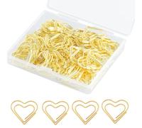 Bessy shop Trombones pour Bureau, Lot de 100 Trombones en Forme de Cœur, Trombones Bureau Mini,Trombones de Coeur en Métal pour Fournitures Scolaires Papeterie Bureau(Or)