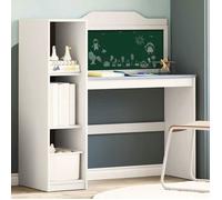 ""Best 2026"" - BUREAU Blanc KENNETH - 1 PCS - Table d'écriture avec rangement ouvert et tableau noir avec étagère ROROS1462