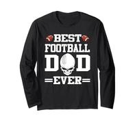 Best American Football Dad Ever Skull Player Fathers Day Manche Longue