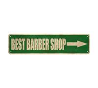 Best Barber Shop Plaque en métal avec flèche droite, panneaux de rue, panneaux routiers, décoration murale vintage pour salon de coiffeur, intérieur/extérieur, 40,6 x 10,2 cm