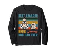 Best Bearded Beer Loving Dog Dad Pekingese Dog Lover Manche Longue