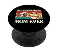 Best Bearded Dragon Mom Fist Bump Retro Beardie Owner Woman PopSockets PopGrip Adhésif