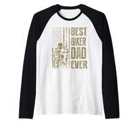 Best Biker Dad Ever Motocrycle American Flag for Daddy Manche Raglan