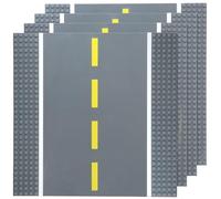 Best Blocks - Lot de 4 plaques de Base empilables en Forme de Route - 4 Routes Droites - pour Construction - Compatible avec Toutes Les Grandes Marques - à partir de 4 Ans - 25,5 x 25,5 cm