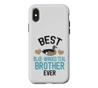 Best Blue Winged Brother Ever Duck with Hearts Coque pour iPhone X/XS