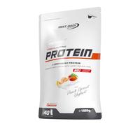 Best Body Nutrition Gourmet Premium Pro Protein, Yaourt et avec morceaux d'abricot et pêche, Shake protéiné à 4 composants: Caséinate, concentré de whey, isolat de whey, protéine d'œuf, sachet zippé de 1 kg