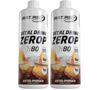 Best Body Nutrition Vital Drink ZEROP® - Thé glacé pêche, Boisson concentrée - sirop - sans sucre, 1:80 donne 80 litres de boisson, 1000 ml (Lot de 2)