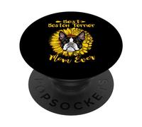 Best Boston Terrier Dog Mom Ever Sunflower Funny Paw Lover PopSockets PopGrip Adhésif