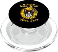 Best Boston Terrier Dog Mom Ever Sunflower Funny Paw Lover PopSockets PopGrip pour MagSafe