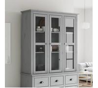 BEST Buffet de rangement enfilade - Armoire avec portes vitrées BODO gris bois de pin massif fr6477