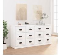 BEST Buffet de rangement enfilade - Buffets 2 pcs blanc brillant - bois d'ingénierie fr3076
