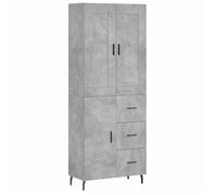 BEST""Buffet haut cuisine vitrine - commode et tiroirs, Gris béton 69,5 x 34 x 180 cm Bois d'ingénierie Nov916180