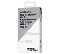 Best Buy essentials Câbles de charge pour téléphone et accessoires USB - Câbles Lightning, USB-C et USB, concentrateurs USB et accessoires d'alimentation (câble USB-C vers USB-C, 1,8 m (WHT))